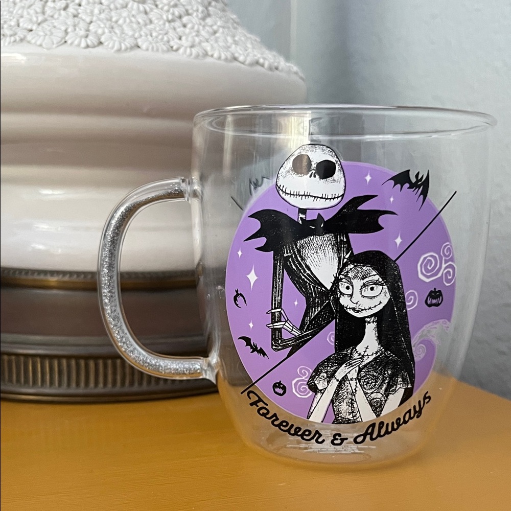 Nightmare Before Christmas Mug with Glitter Filled Handle 4” height 1-272